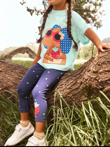 Children's Animal Tee and Polka Dot Leggings Set designed for comfort and style at Lookzlike