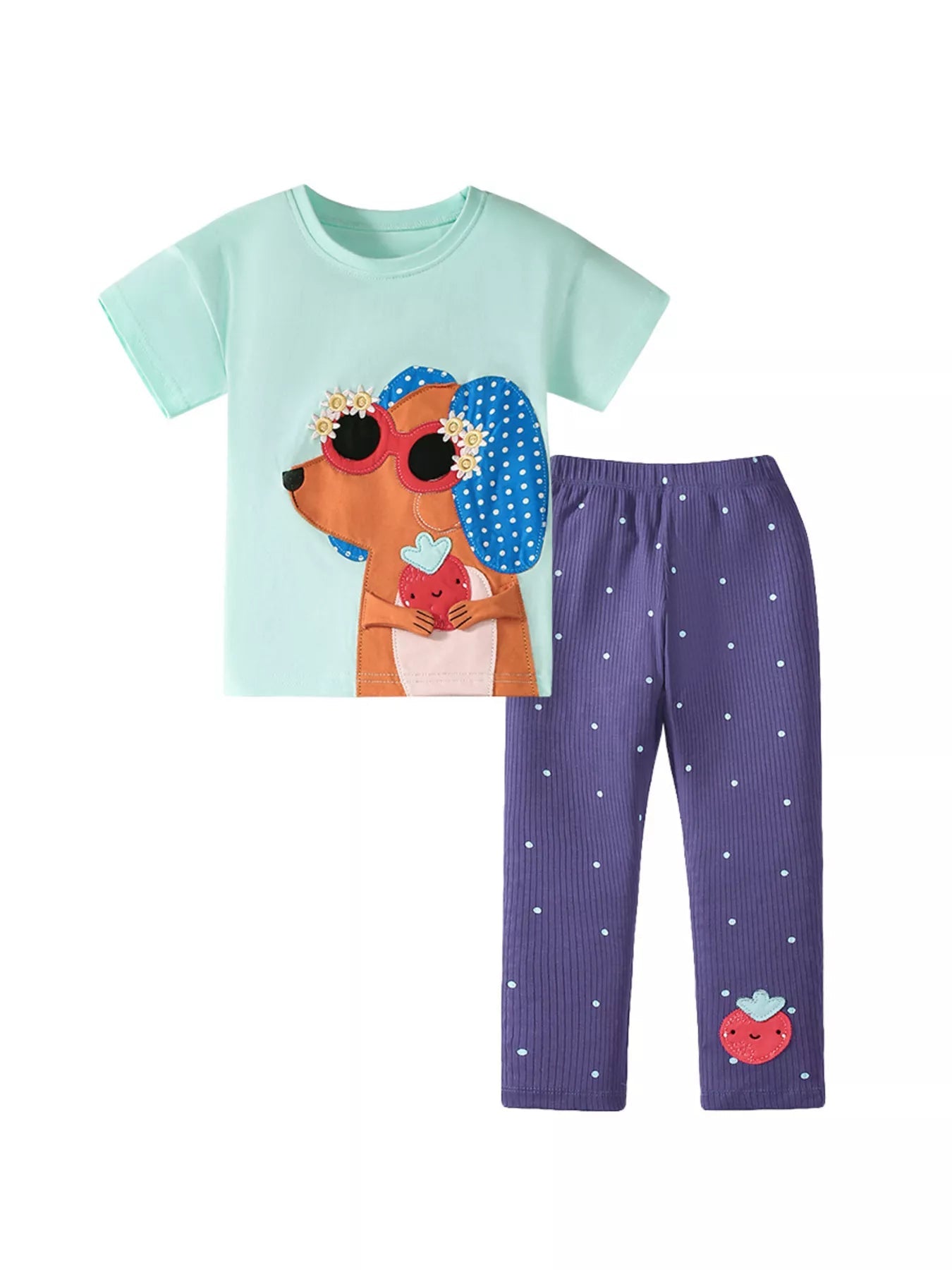 Children's Animal Tee and Polka Dot Leggings Set designed for comfort and style at Lookzlike