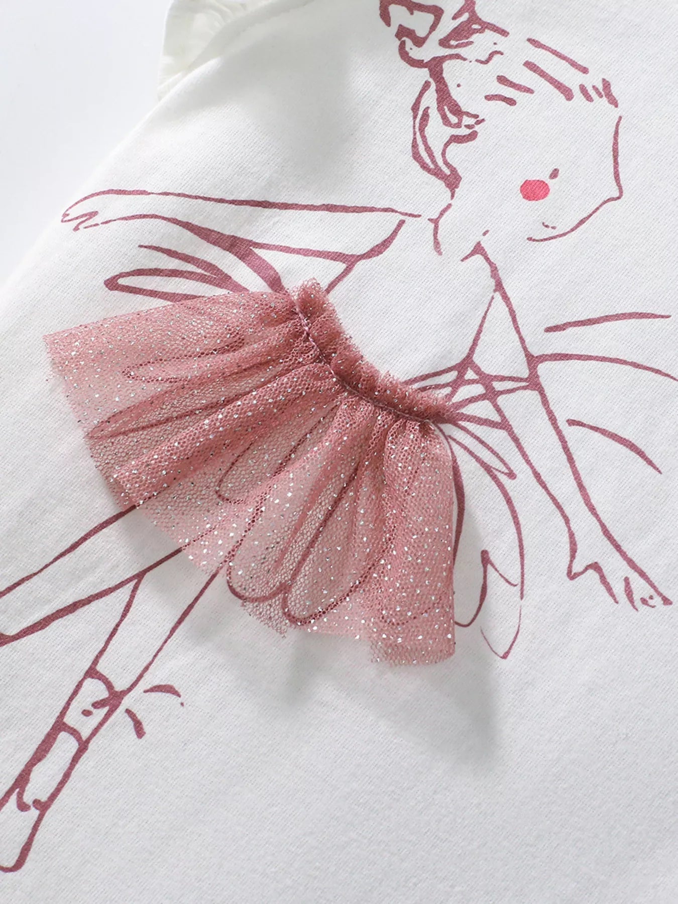 Children's Ballerina Graphic Ruffle Sleeve Top designed for comfort and style at Lookzlike