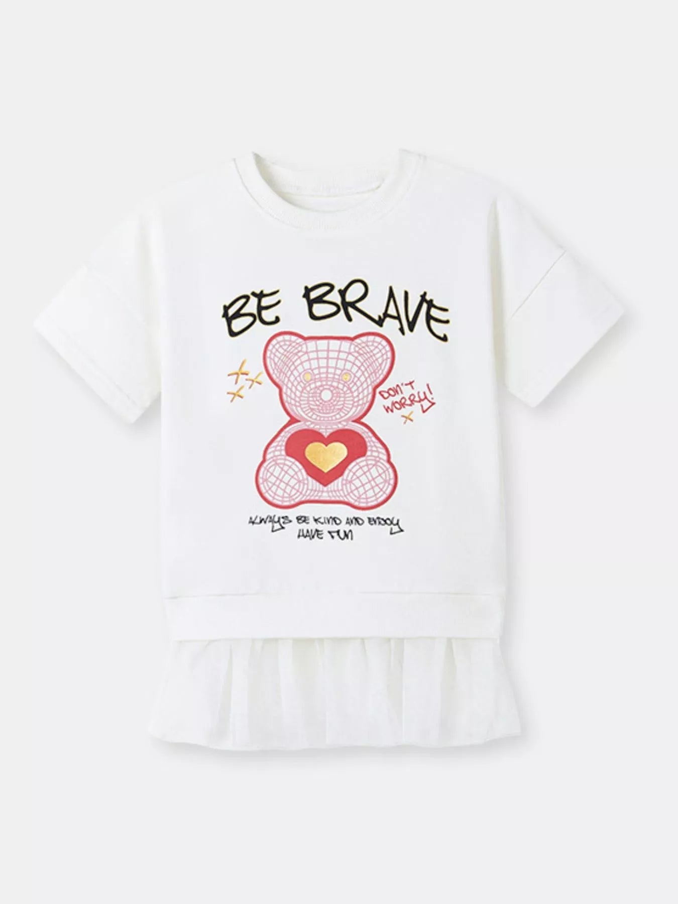 Children's Bear Graphic Short Sleeve Sweatshirt Dress designed for comfort and style at Lookzlike