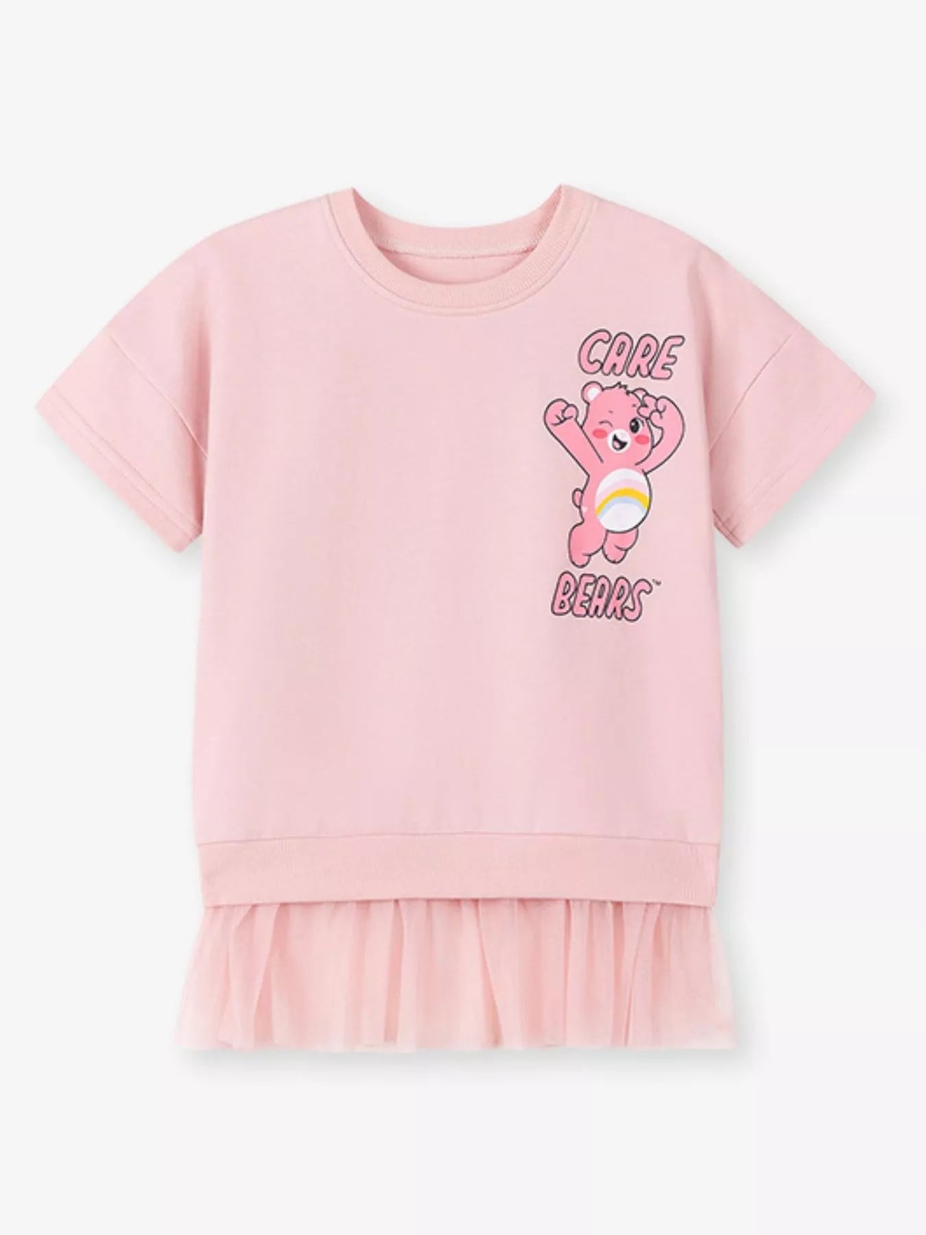 Children's Bear Graphic Short Sleeve Sweatshirt Dress designed for comfort and style at Lookzlike