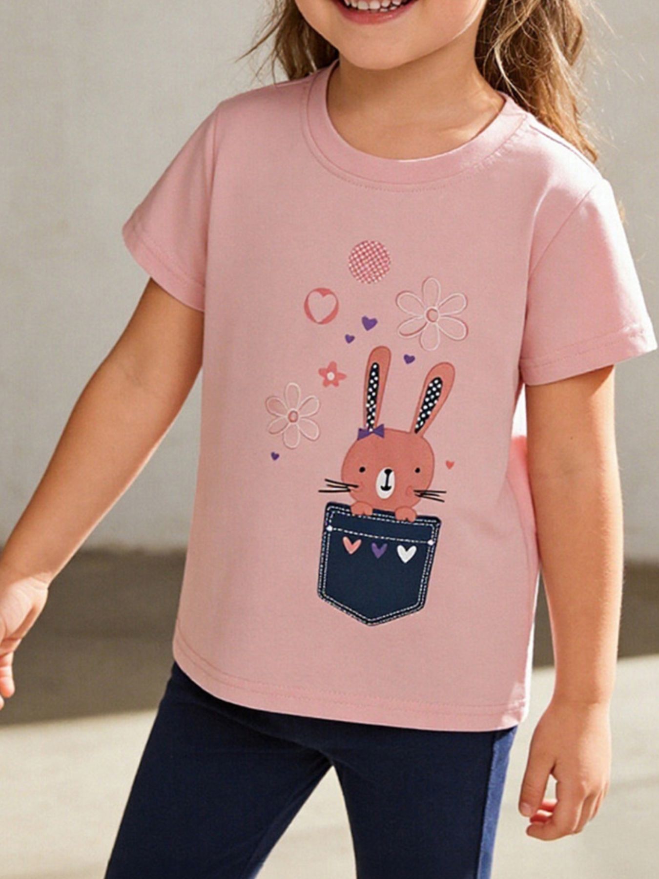 Children's Bunny Graphic Short Sleeve Tee designed for comfort and style at Lookzlike