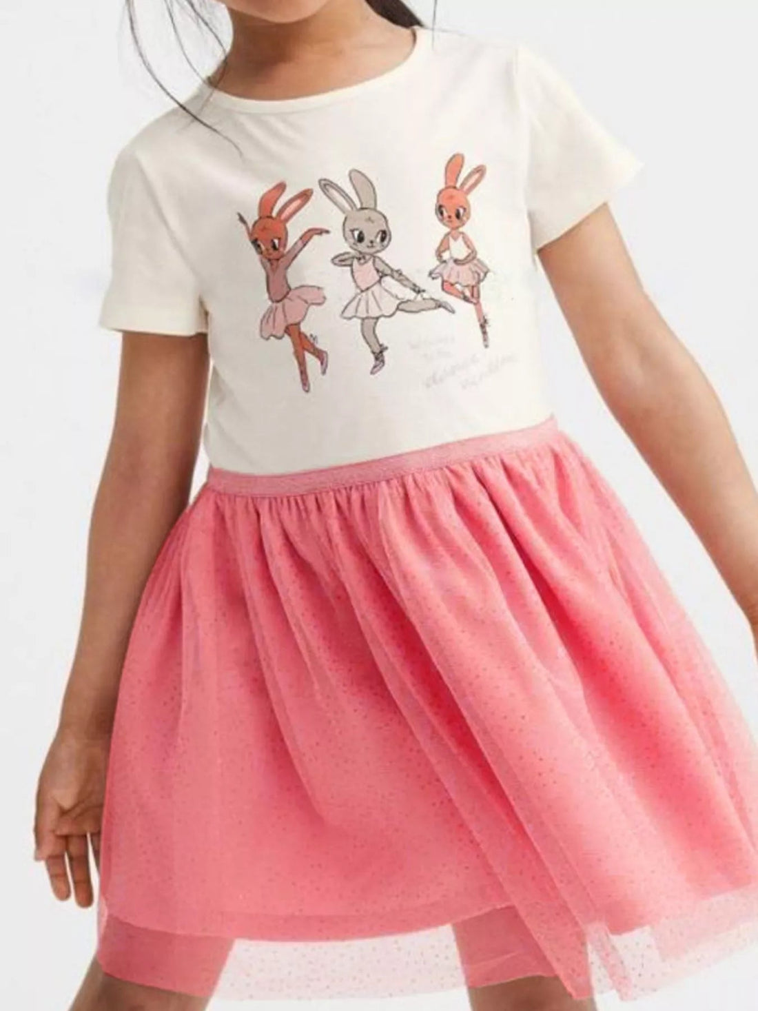 Children's Bunny Graphic Tulle Dress designed for comfort and style at Lookzlike