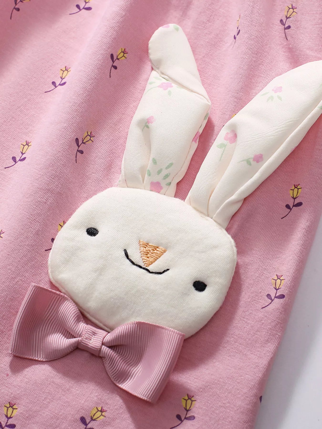 Children's Bunny Round Neck Short Sleeve Dress designed for comfort and style at Lookzlike