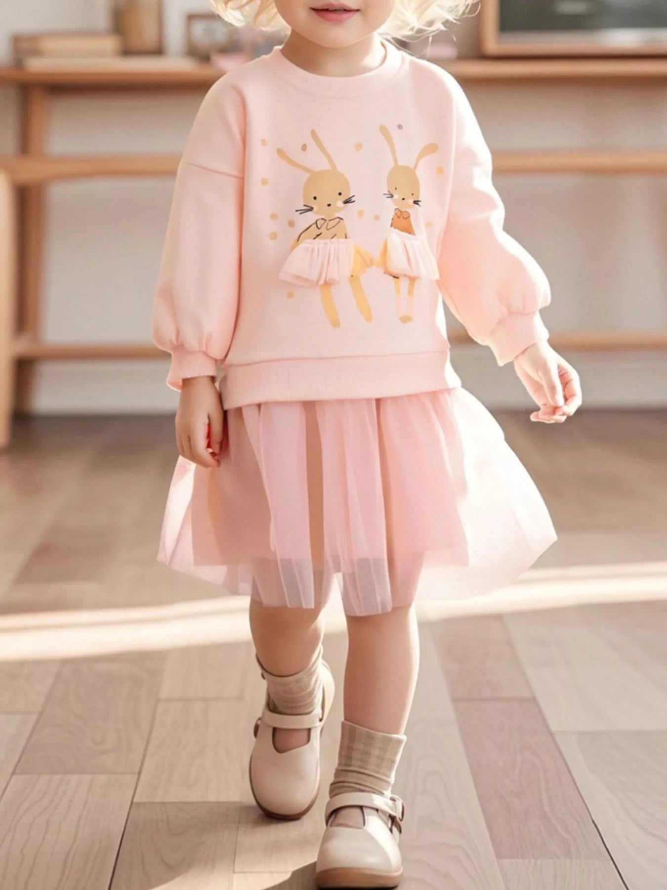 Children's Bunny Tulle Layered Dress designed for comfort and style at Lookzlike