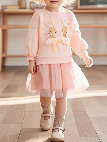 Children's Bunny Tulle Layered Dress designed for comfort and style at Lookzlike