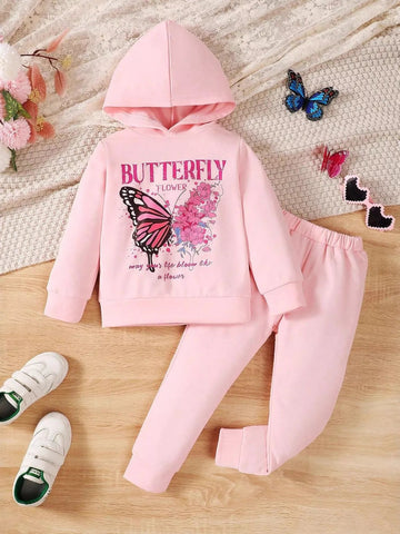 Children's Butterfly Flower Hoodie & Pants Set designed for comfort and style at Lookzlike