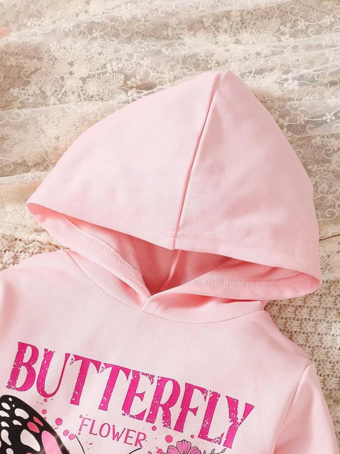 Children's Butterfly Flower Hoodie & Pants Set designed for comfort and style at Lookzlike