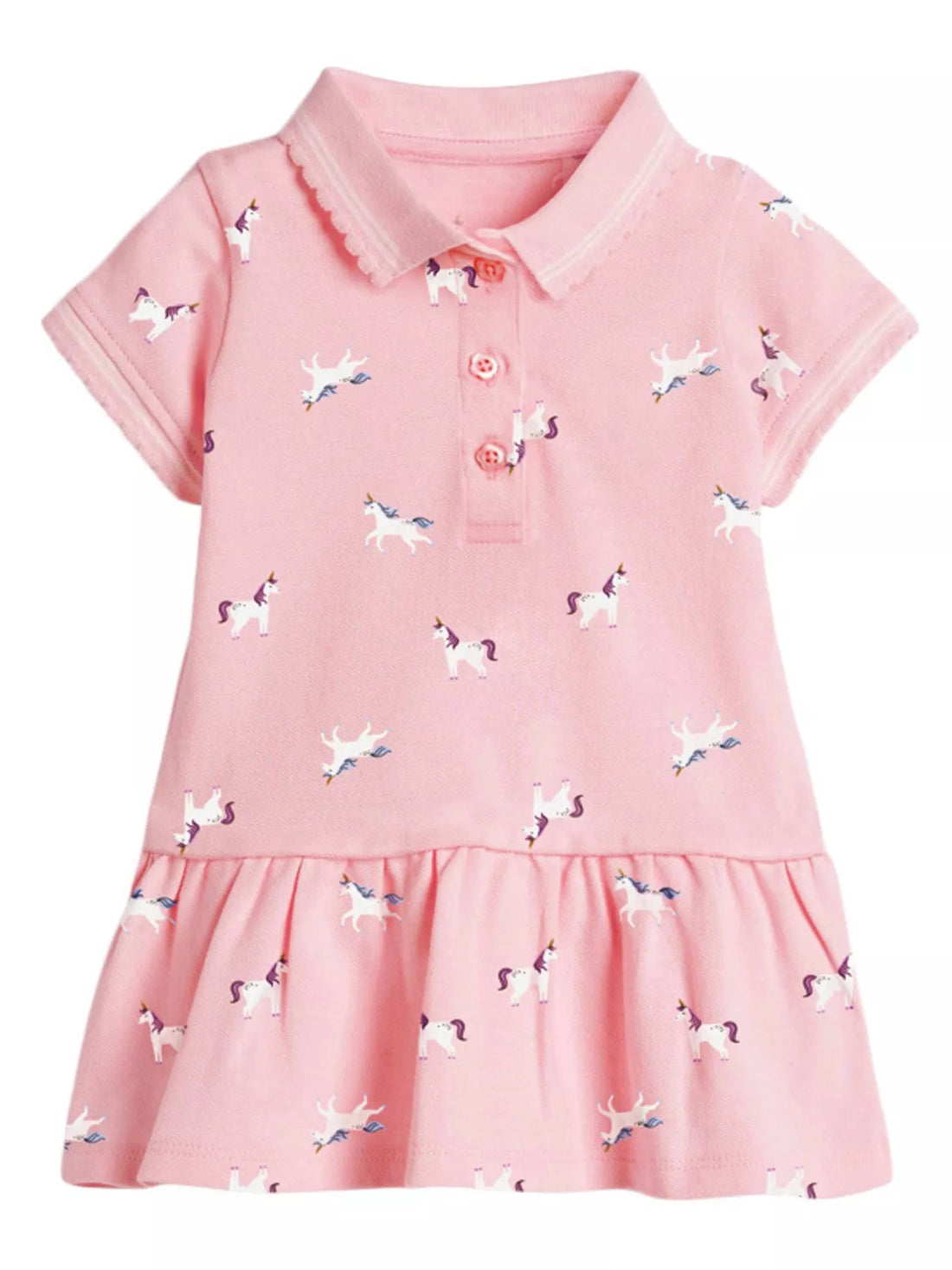 Children's Button Detail Short Sleeve Dress designed for comfort and style at Lookzlike