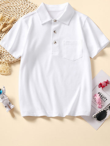 Children's Button Detail Short Sleeve Polo designed for comfort and style at Lookzlike