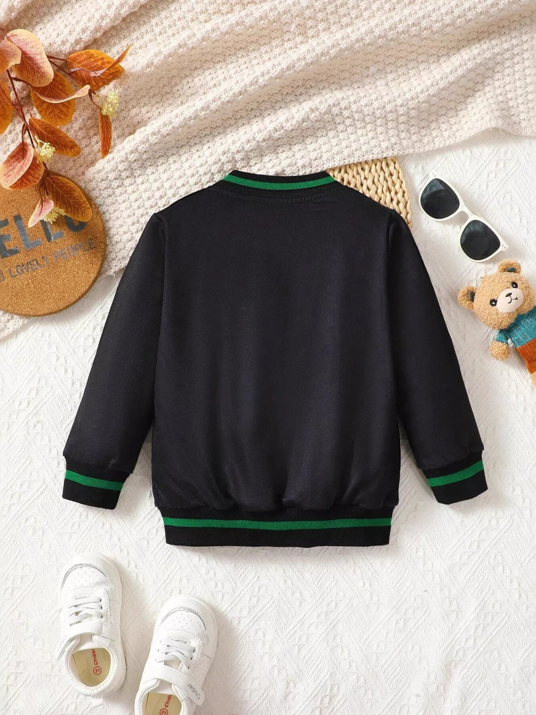 Children's Cartoon Bear Graphic Baseball Jacket designed for comfort and style at Lookzlike