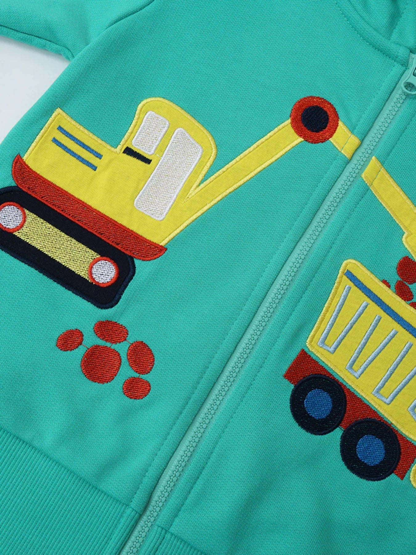 Children's Cartoon Construction Vehicle Zip-Up Hoodie designed for comfort and style at Lookzlike