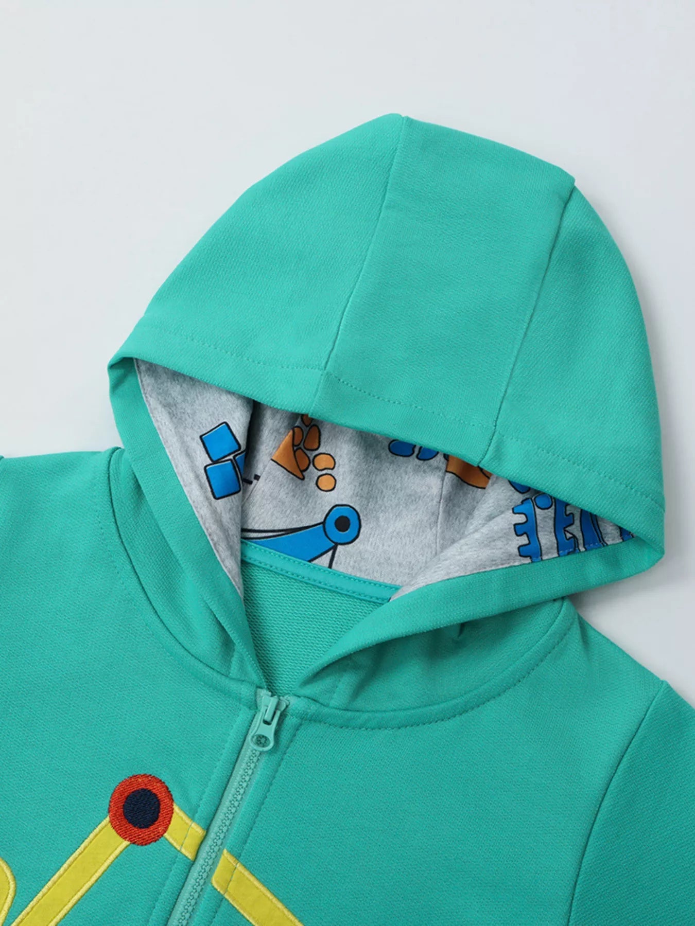 Children's Cartoon Construction Vehicle Zip-Up Hoodie designed for comfort and style at Lookzlike