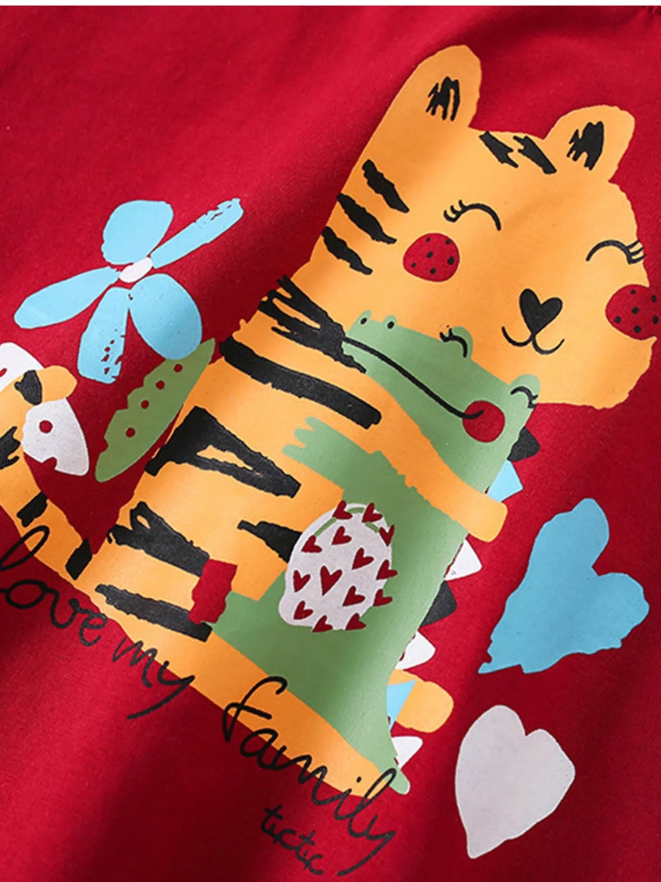 Children's Cartoon Tiger Graphic Ruffle Sleeve T-Shirt designed for comfort and style at Lookzlike