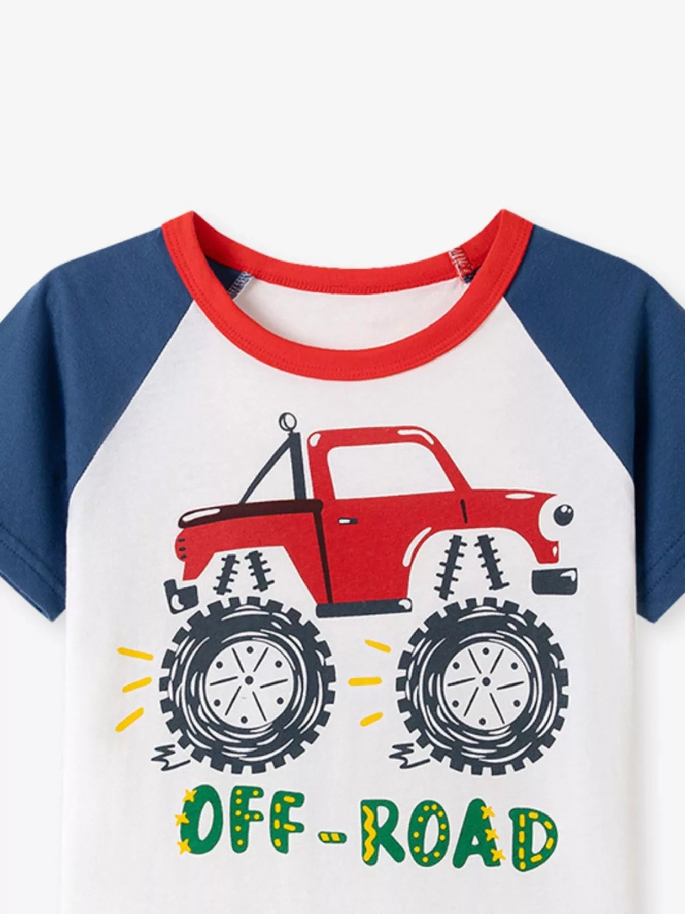 Children's Cartoon Vehicle Graphic Raglan Sleeve T-Shirts designed for comfort and style at Lookzlike