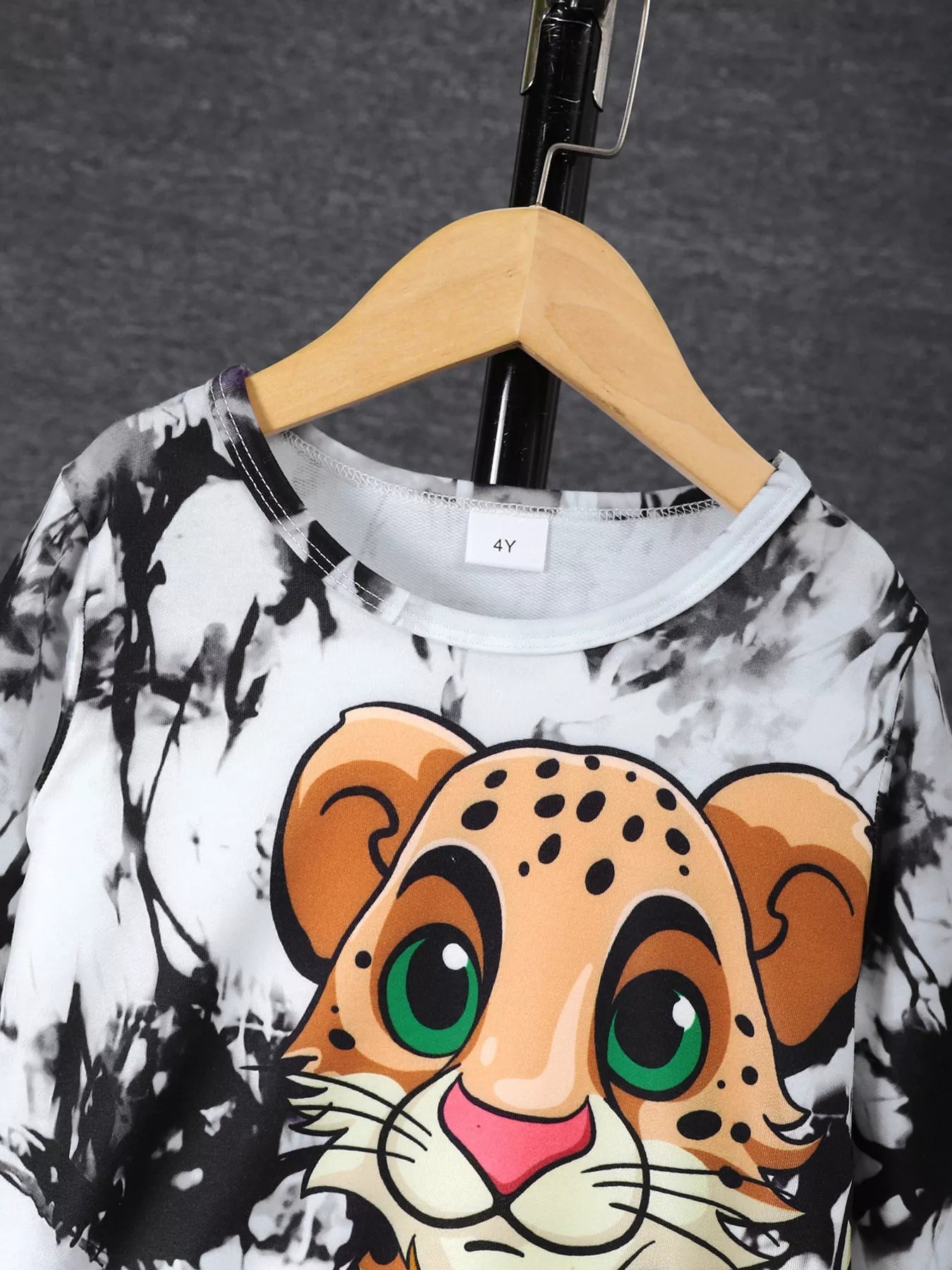 Children's Cheetah Tie-Dye Top and Pants Set designed for comfort and style at Lookzlike