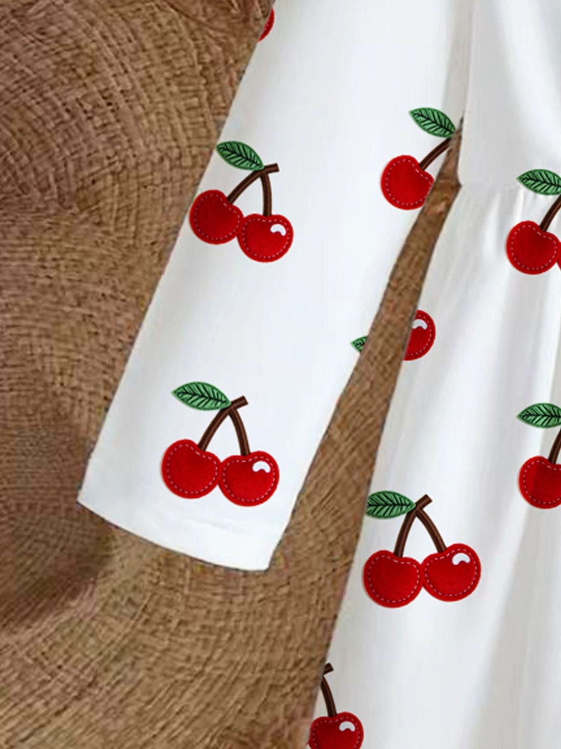 Children's Cherry Print Long Sleeve Casual Dress designed for comfort and style at Lookzlike