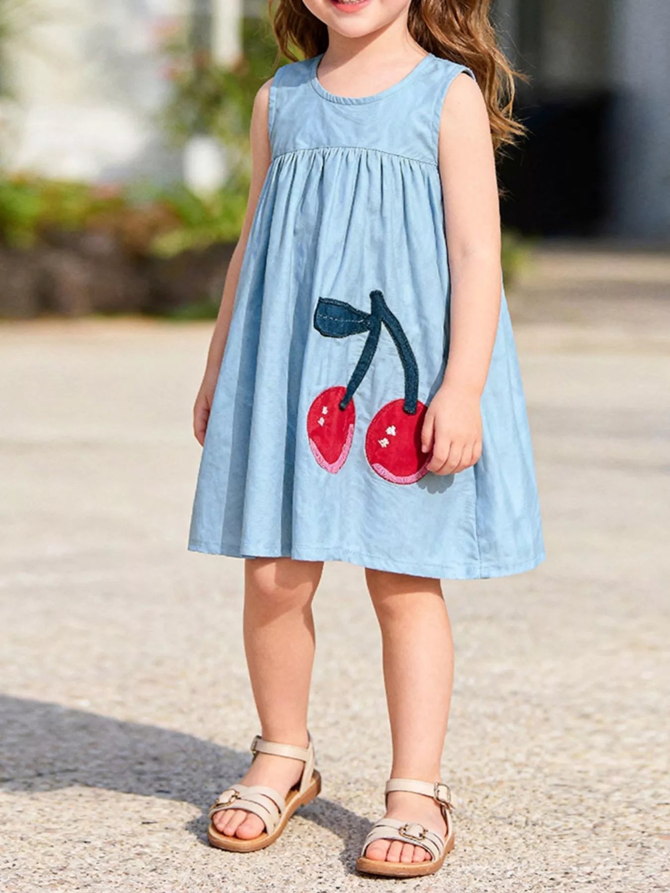 Children's Cherry Sleeveless Casual Dress designed for comfort and style at Lookzlike