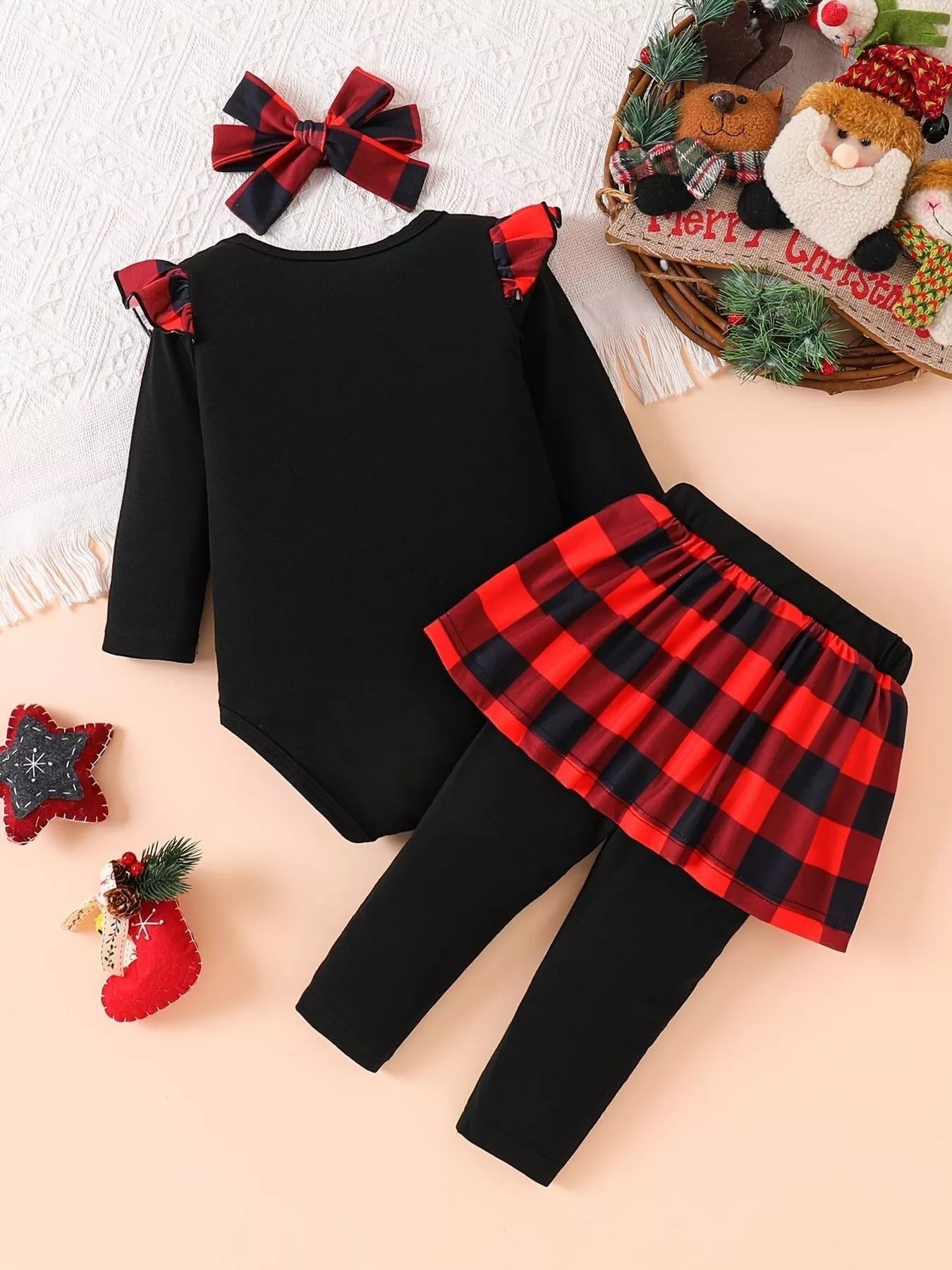 Children's Christmas Bodysuit and Pants Set with Headband designed for comfort and style at Lookzlike