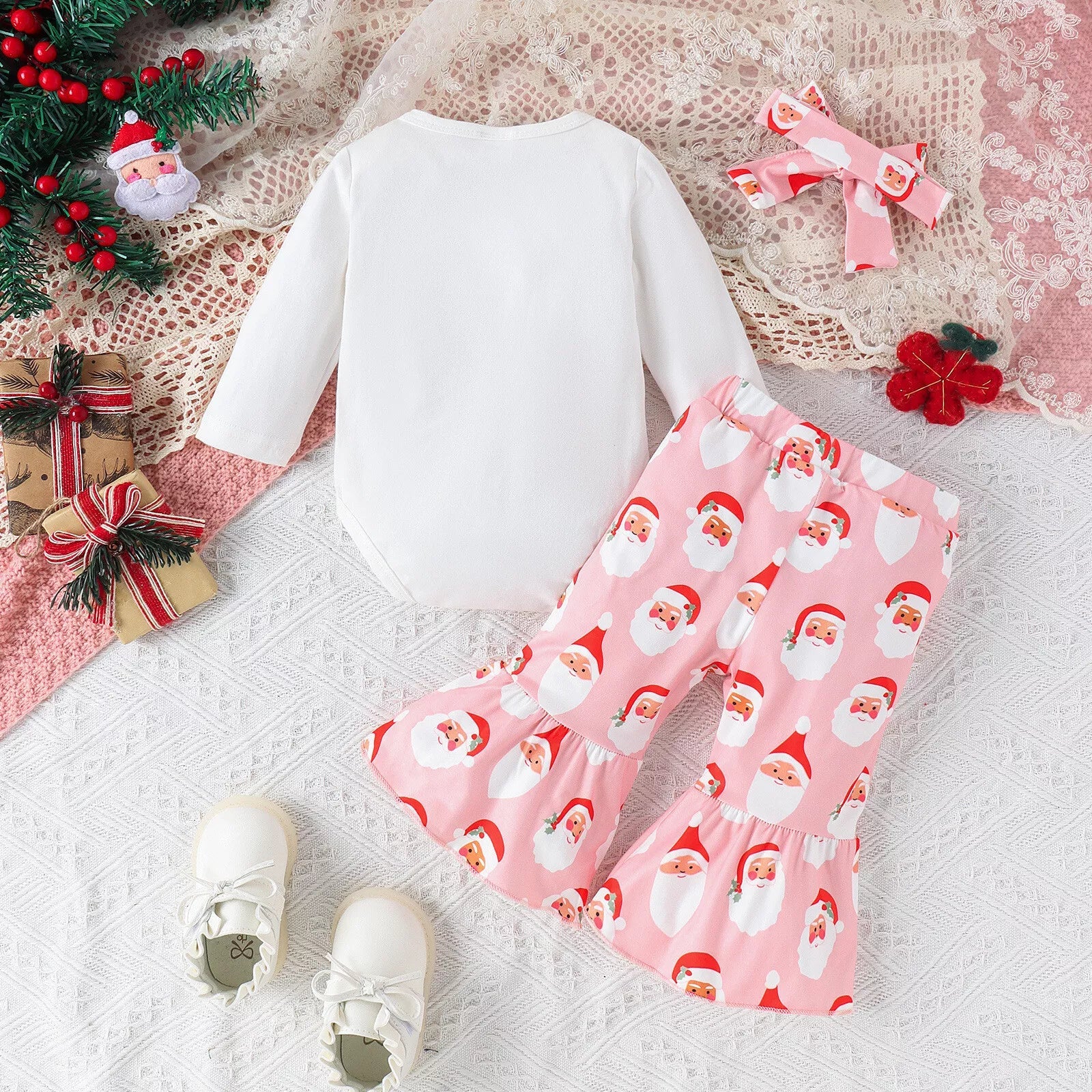 Children's Christmas Print 3 Piece Outfit Set designed for comfort and style at Lookzlike