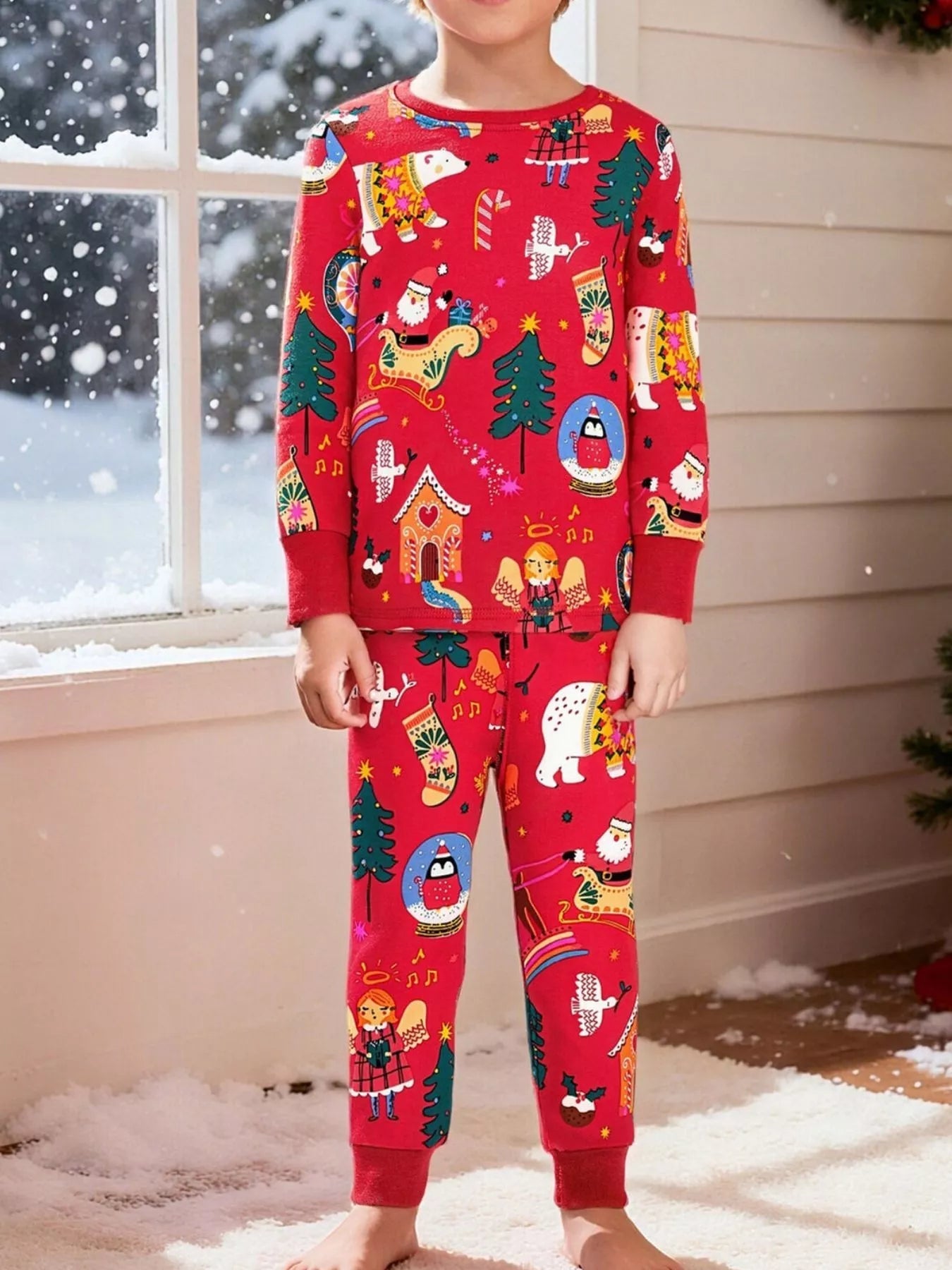 Children's Christmas Print Pajama Set designed for comfort and style at Lookzlike