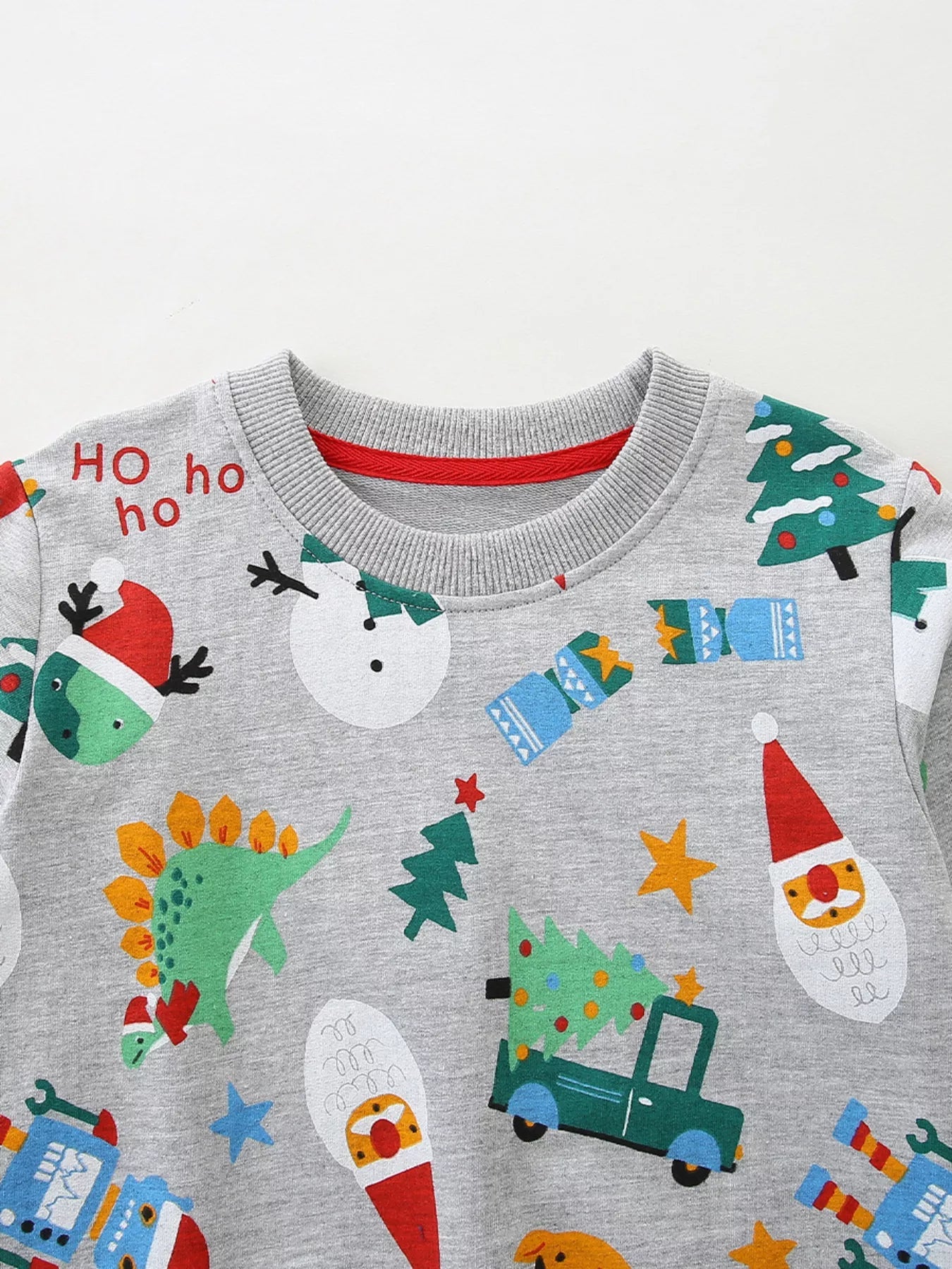 Children's Christmas Print Round Neck Top and Pants Set designed for comfort and style at Lookzlike