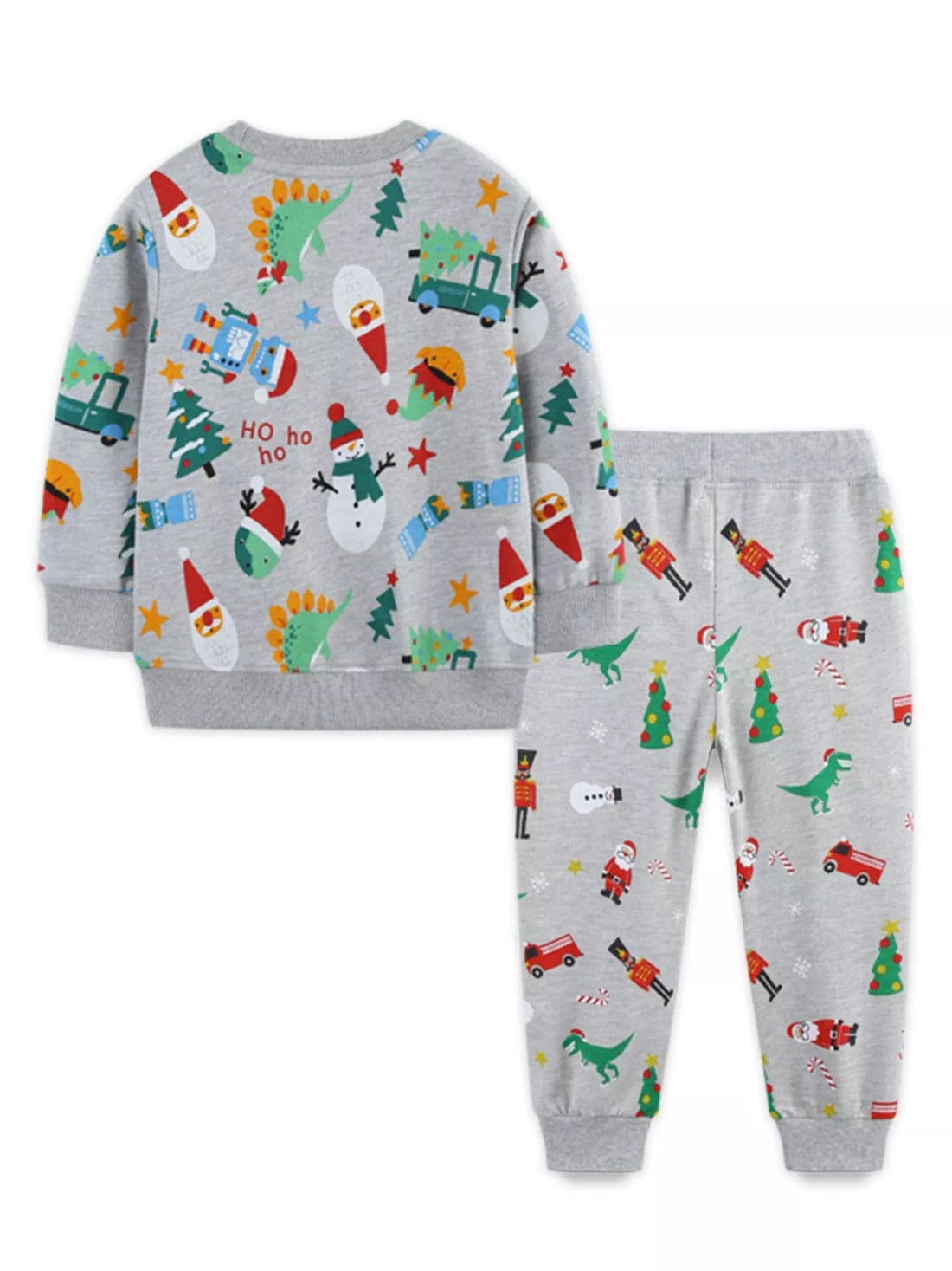Children's Christmas Print Round Neck Top and Pants Set designed for comfort and style at Lookzlike