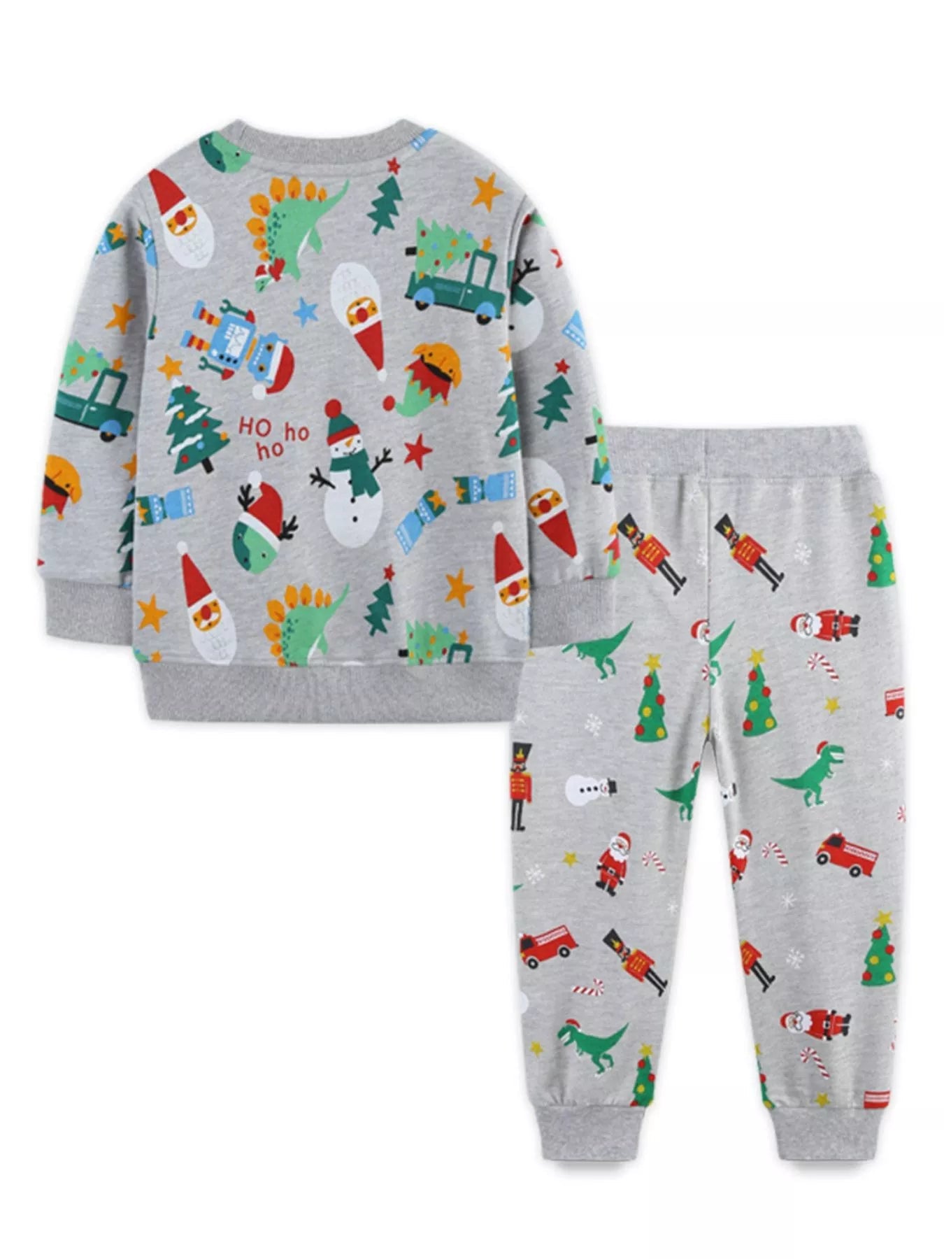 Children's Christmas Print Round Neck Top and Pants Set designed for comfort and style at Lookzlike