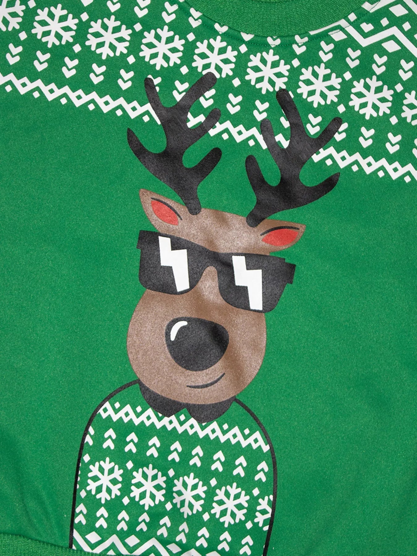 Children's Christmas Reindeer Graphic Crewneck Sweatshirt designed for comfort and style at Lookzlike