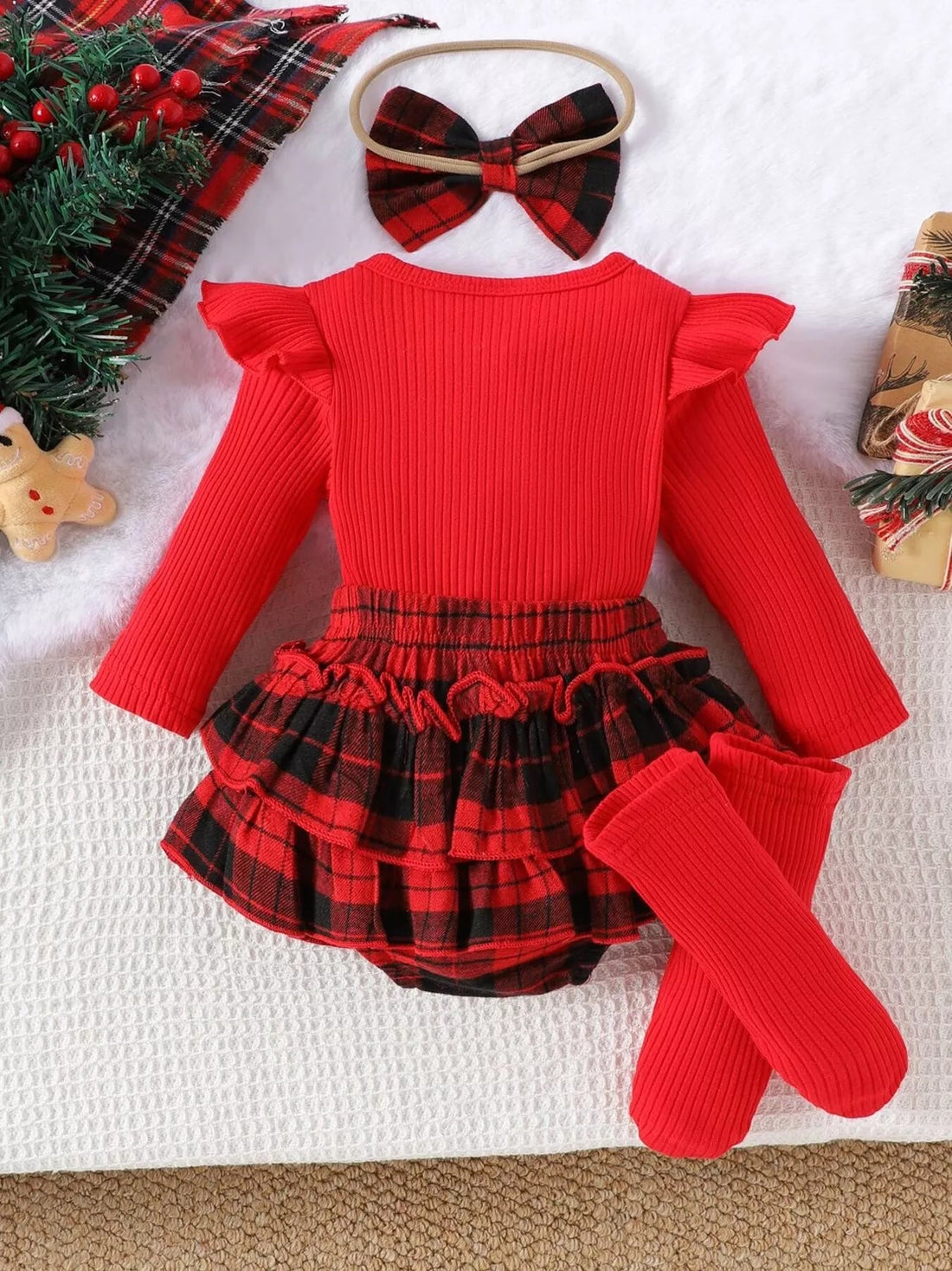 Children's Christmas Ruffle Trim 4 - Piece Set designed for comfort and style at Lookzlike