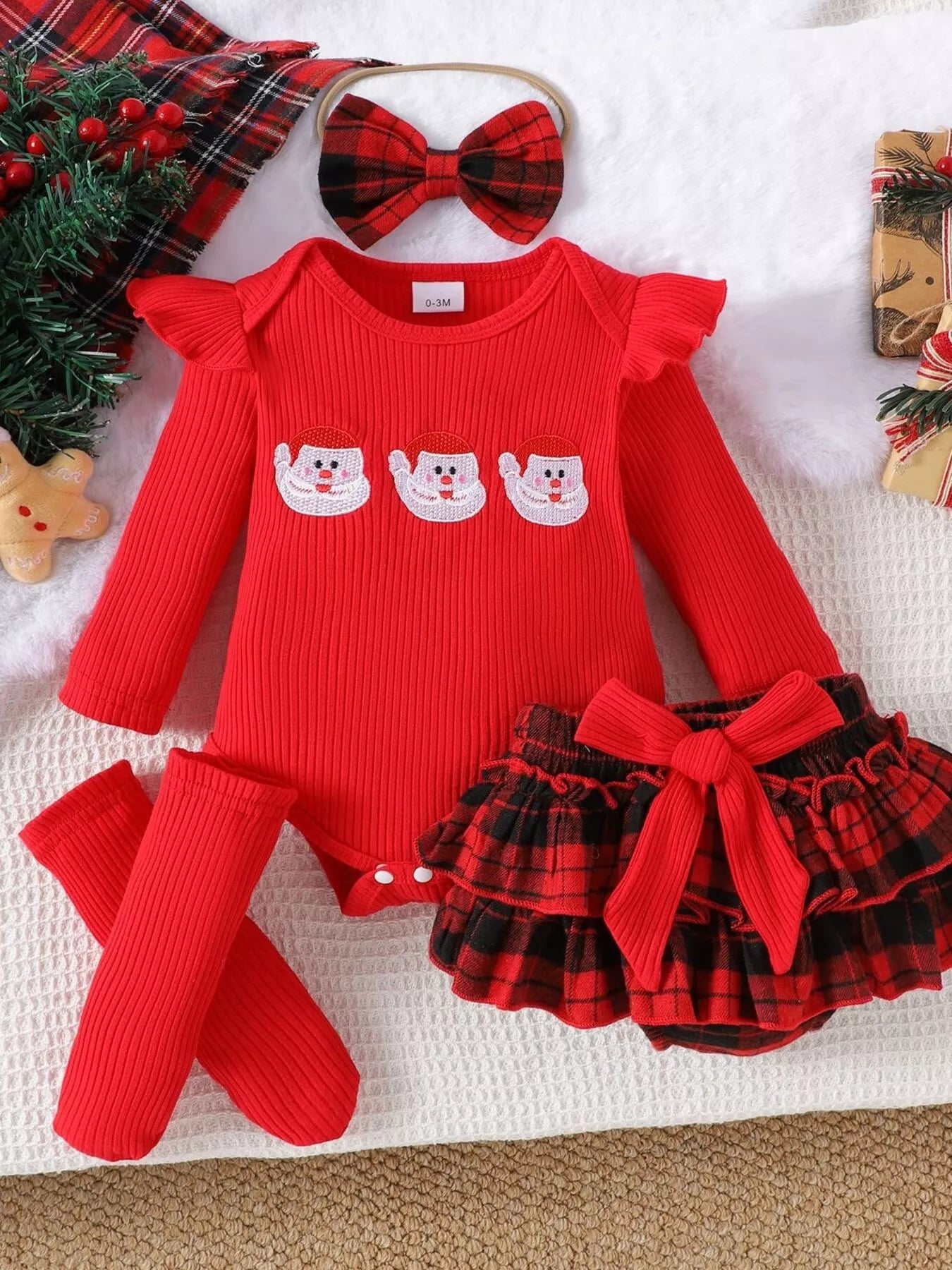 Children's Christmas Ruffle Trim 4 - Piece Set designed for comfort and style at Lookzlike