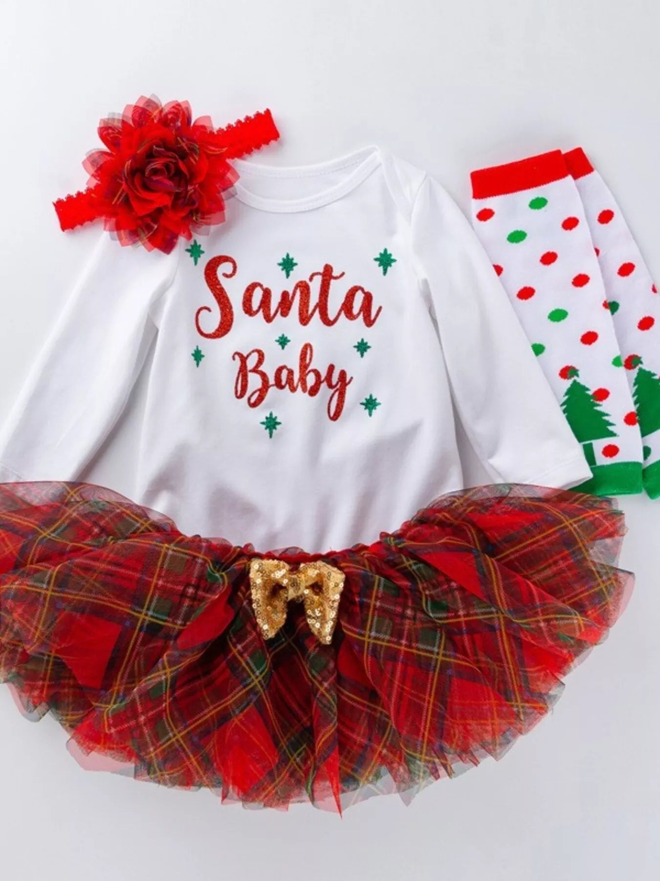 Children's Christmas Santa Baby 4 Piece Outfit Set designed for comfort and style at Lookzlike