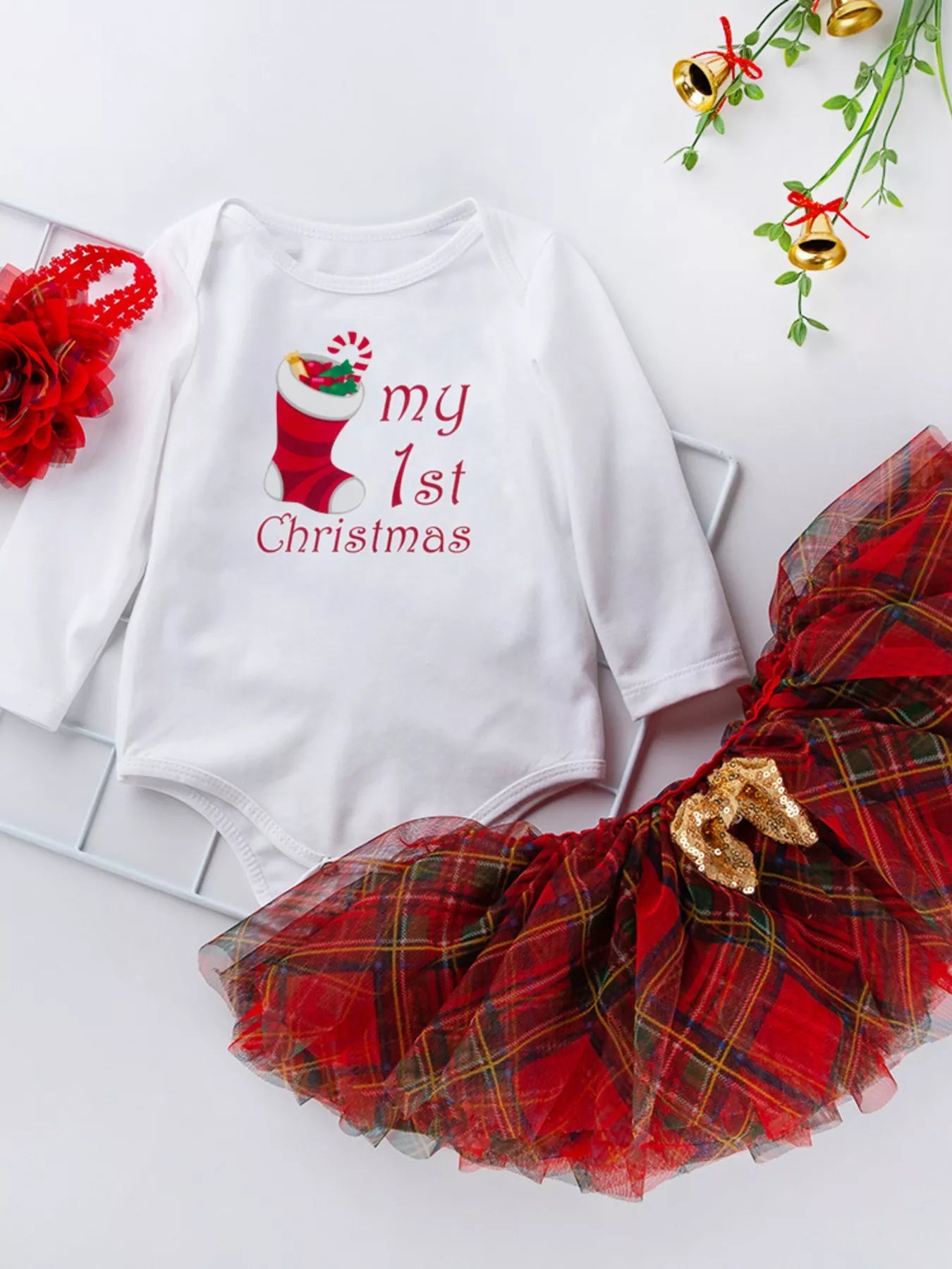 Children's Christmas Santa Baby Outfit Set with Headband designed for comfort and style at Lookzlike