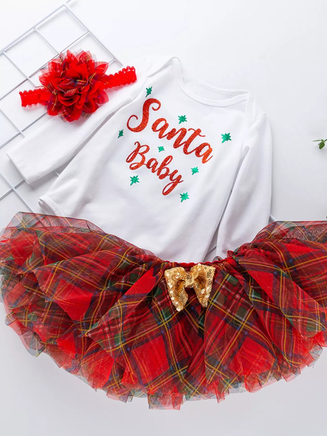 Children's Christmas Santa Baby Outfit Set with Headband designed for comfort and style at Lookzlike