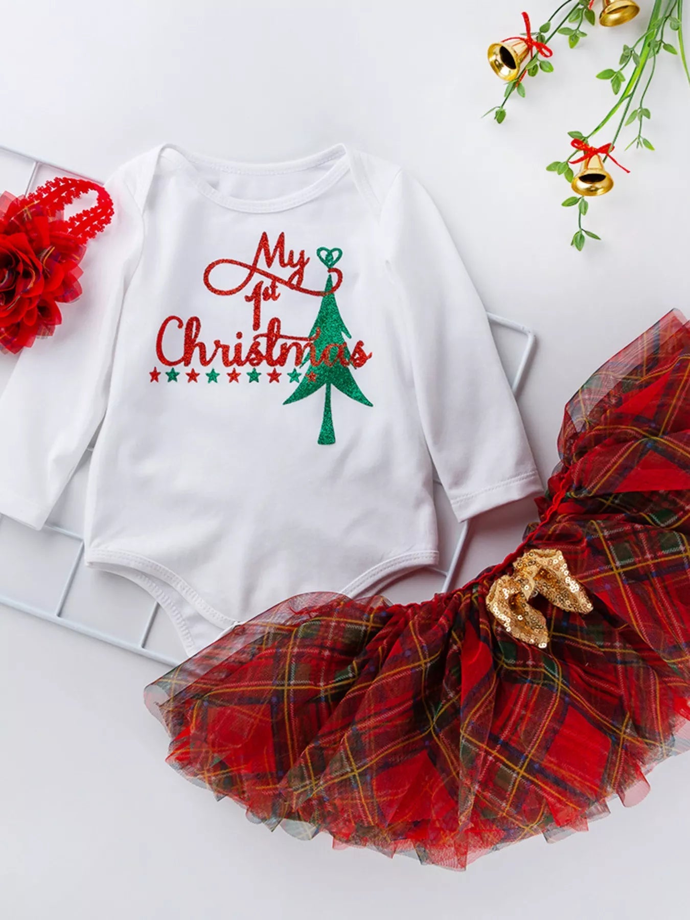 Children's Christmas Santa Baby Outfit Set with Headband designed for comfort and style at Lookzlike