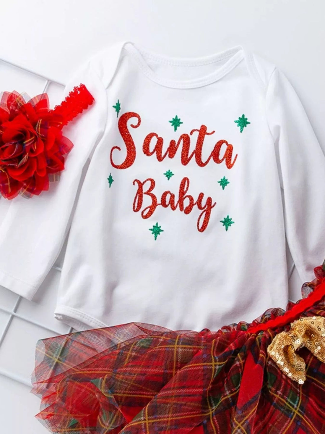 Children's Christmas Santa Baby Outfit Set with Headband designed for comfort and style at Lookzlike