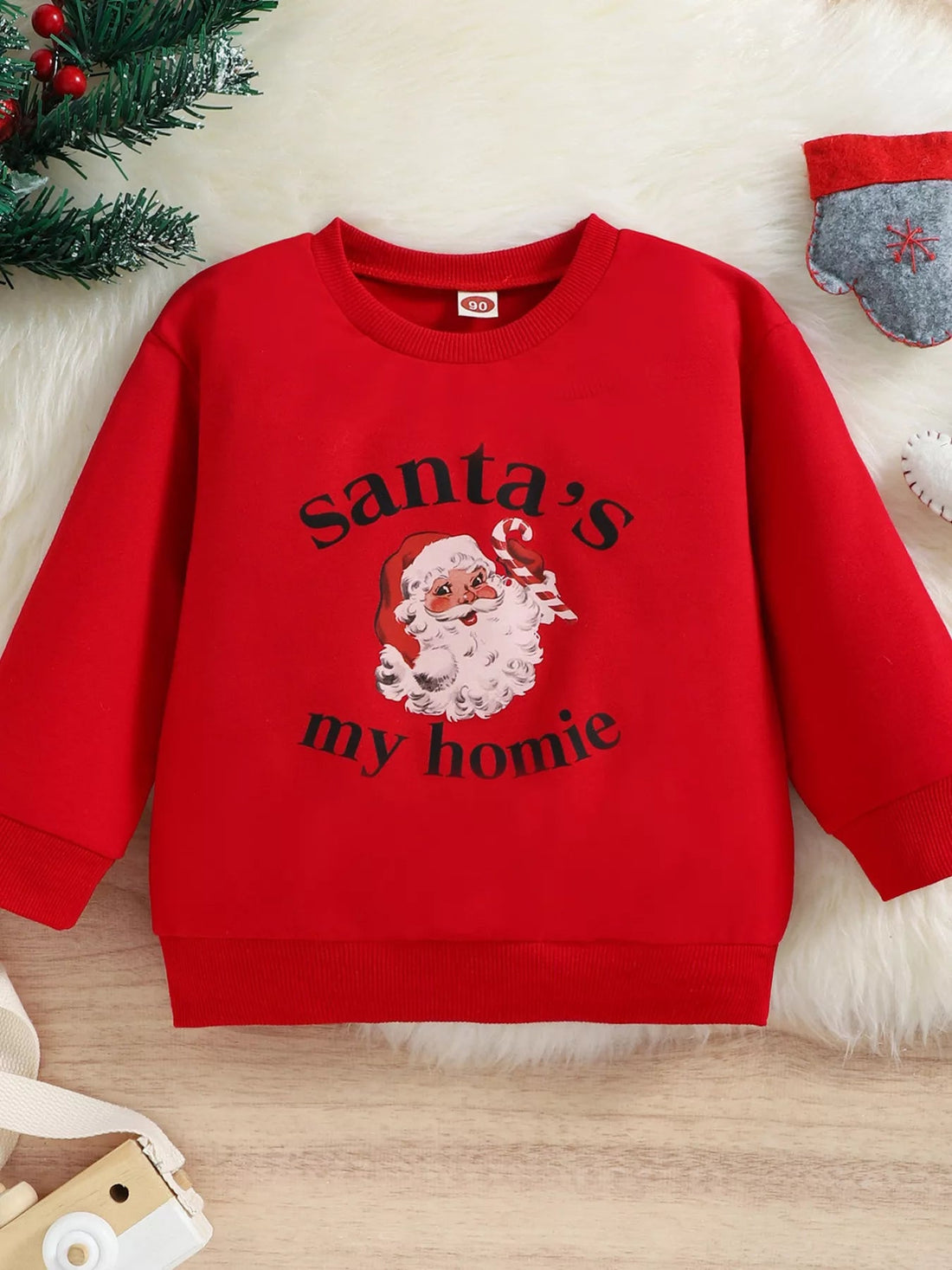 Children's Christmas Santa 's My Homie Graphic Sweatshirt designed for comfort and style at Lookzlike