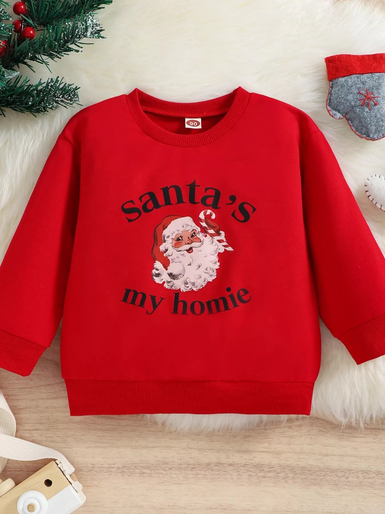 Children's Christmas Santa 's My Homie Graphic Sweatshirt designed for comfort and style at Lookzlike