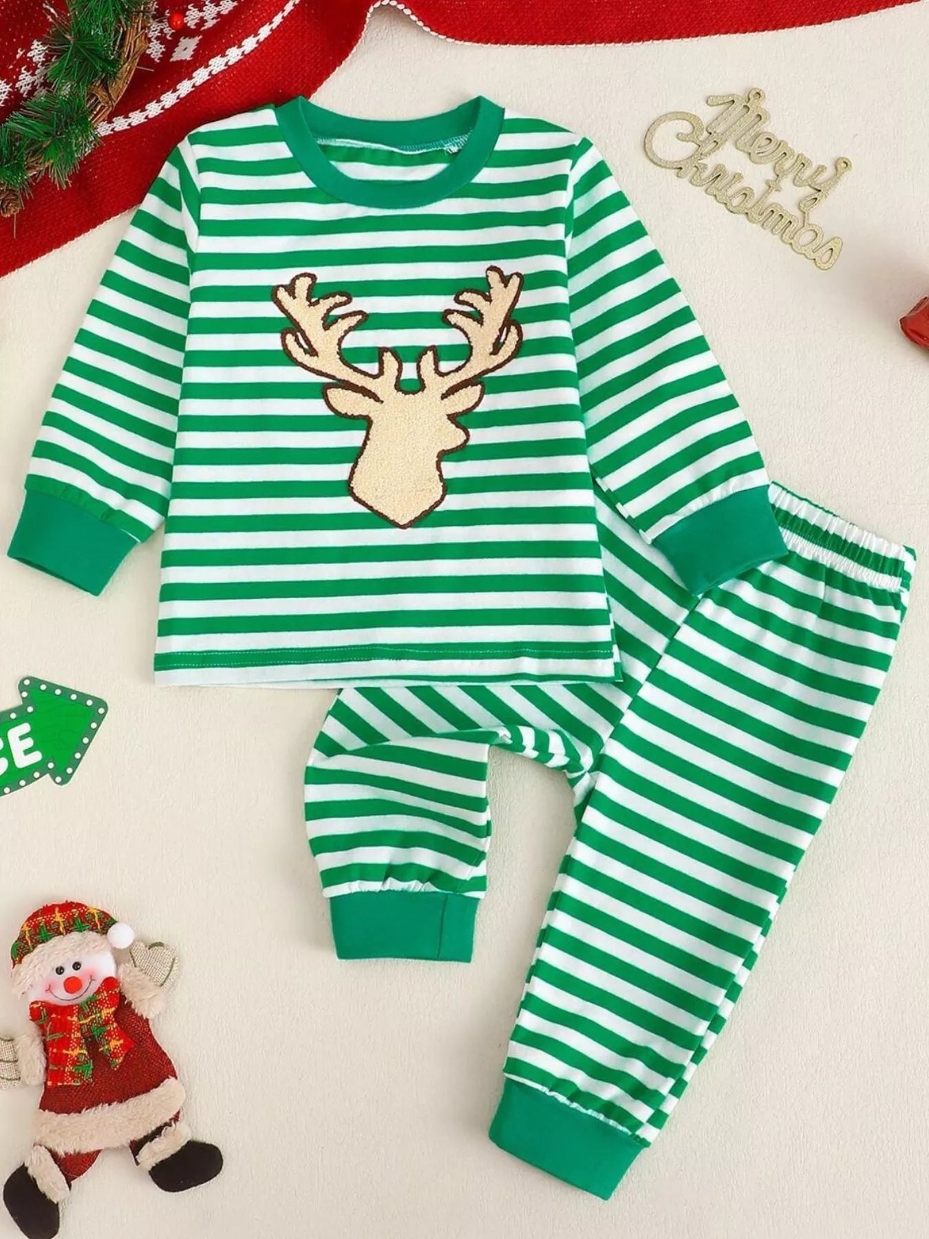 Children's Christmas Striped Pajama Set designed for comfort and style at Lookzlike