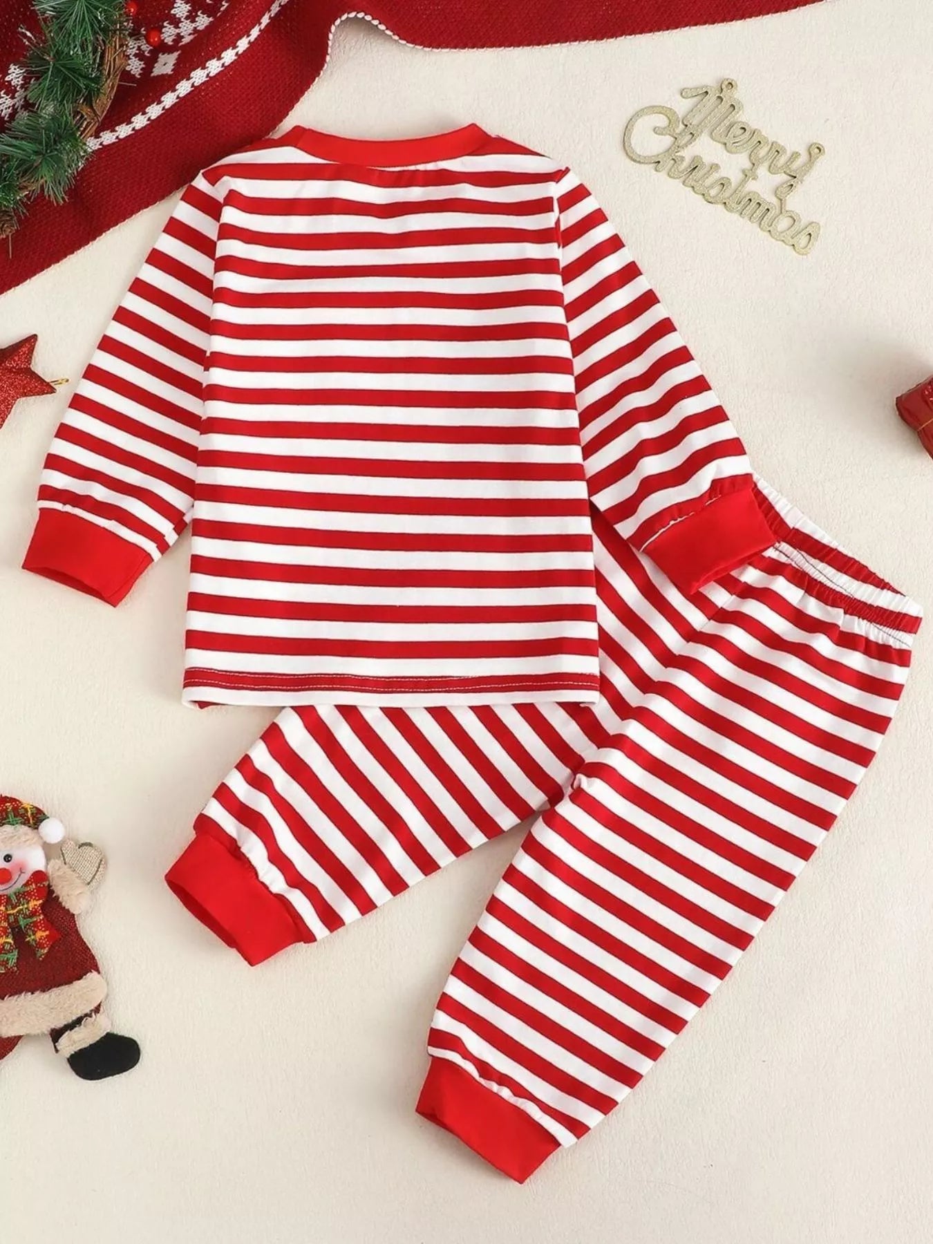 Children's Christmas Striped Pajama Set designed for comfort and style at Lookzlike