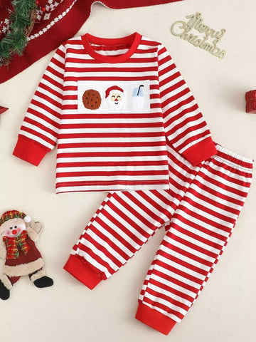 Children's Christmas Striped Pajama Set designed for comfort and style at Lookzlike