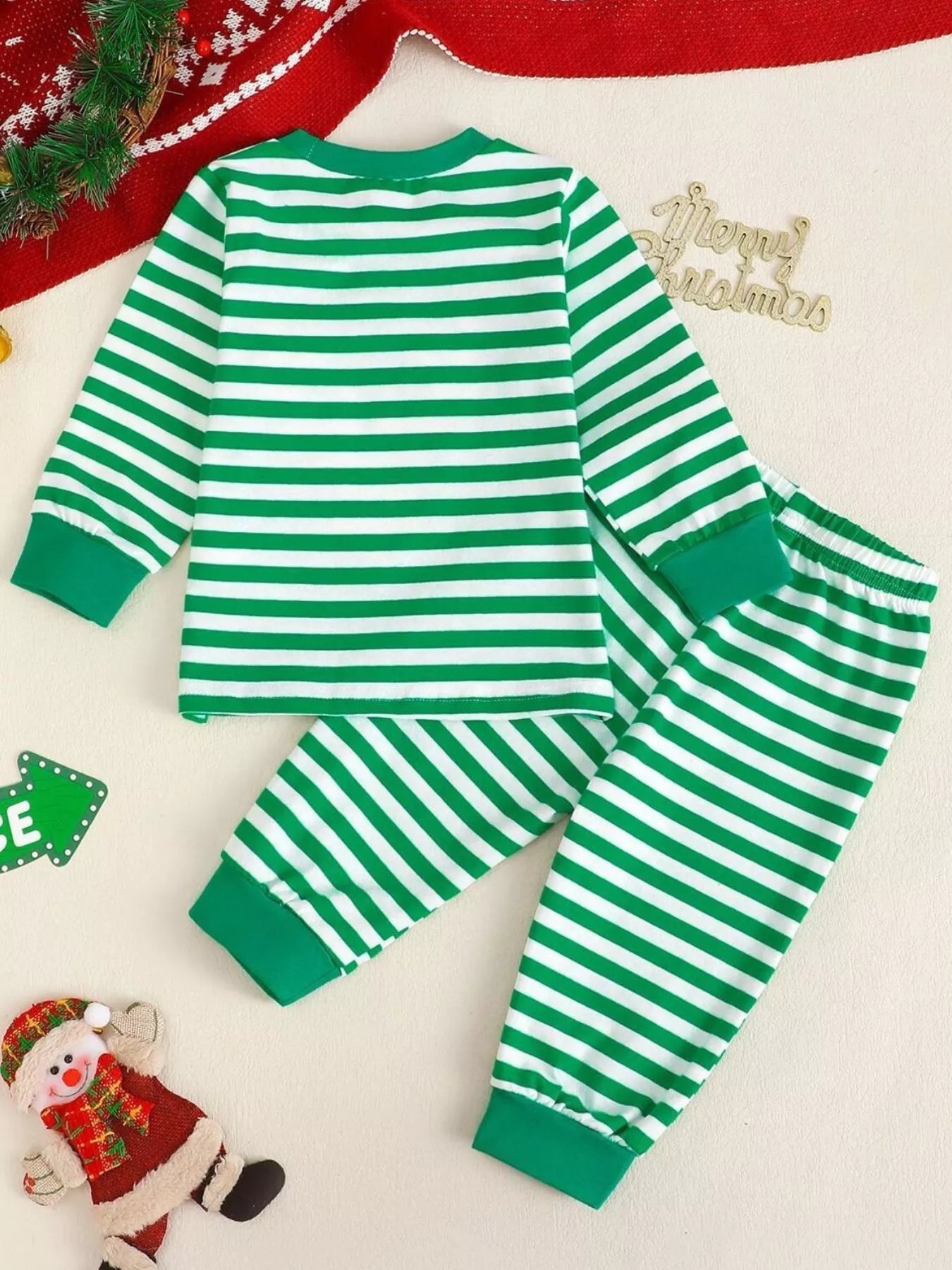 Children's Christmas Striped Pajama Set designed for comfort and style at Lookzlike