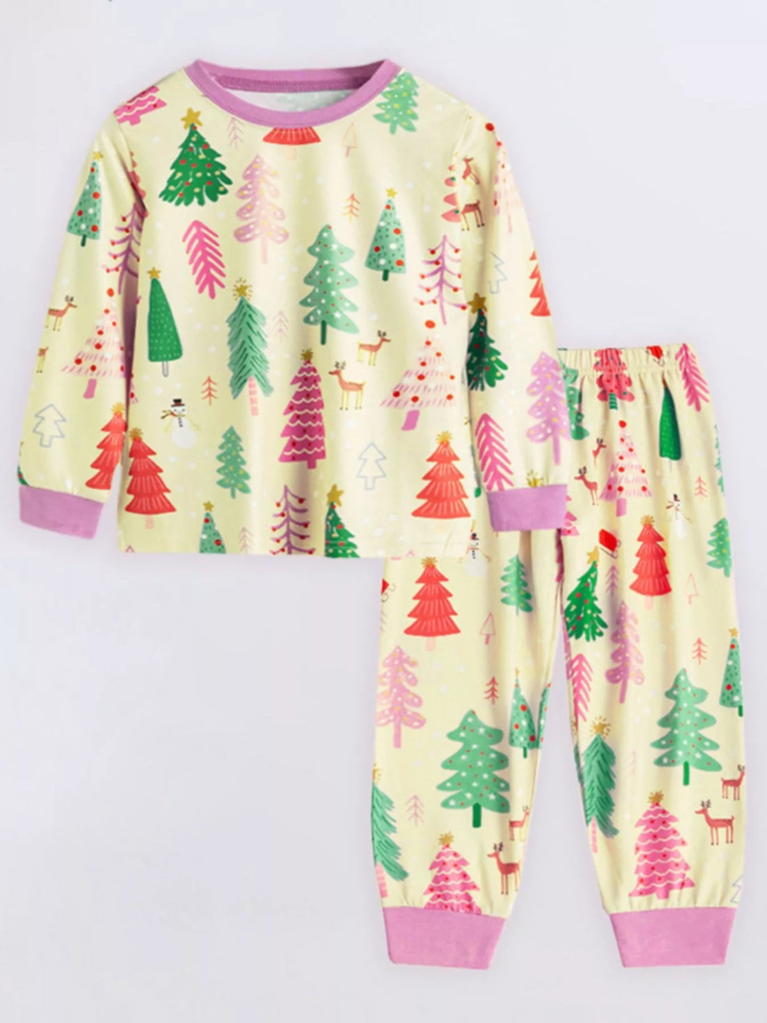 Children's Christmas Tree Print Pajama Set designed for comfort and style at Lookzlike