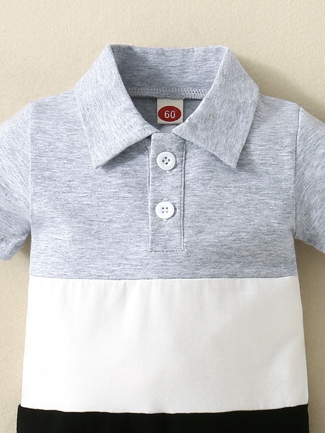 Children's Color Block Polo Collar Short Sleeve One-Piece designed for comfort and style at Lookzlike