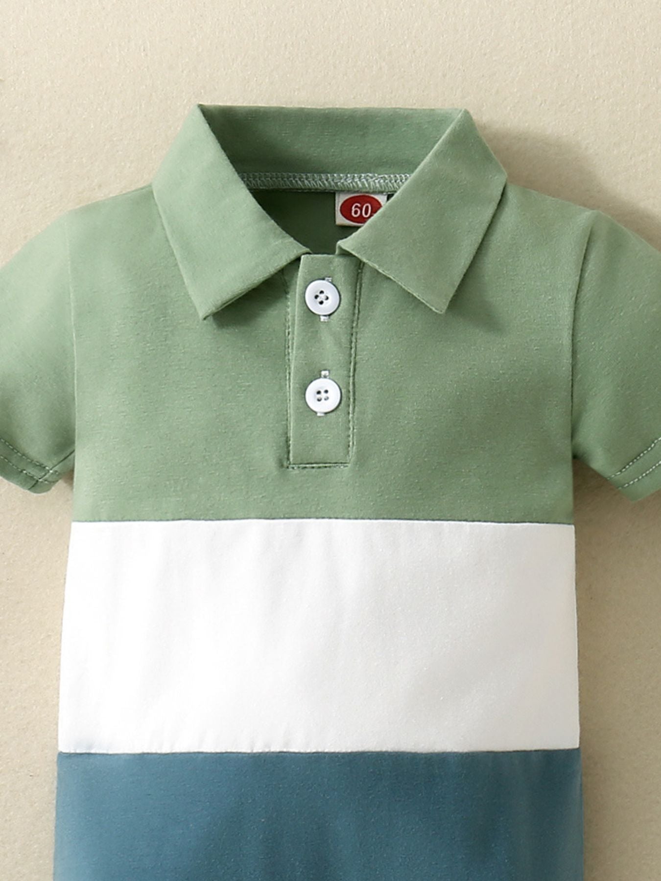 Children's Color Block Polo Collar Short Sleeve One-Piece designed for comfort and style at Lookzlike