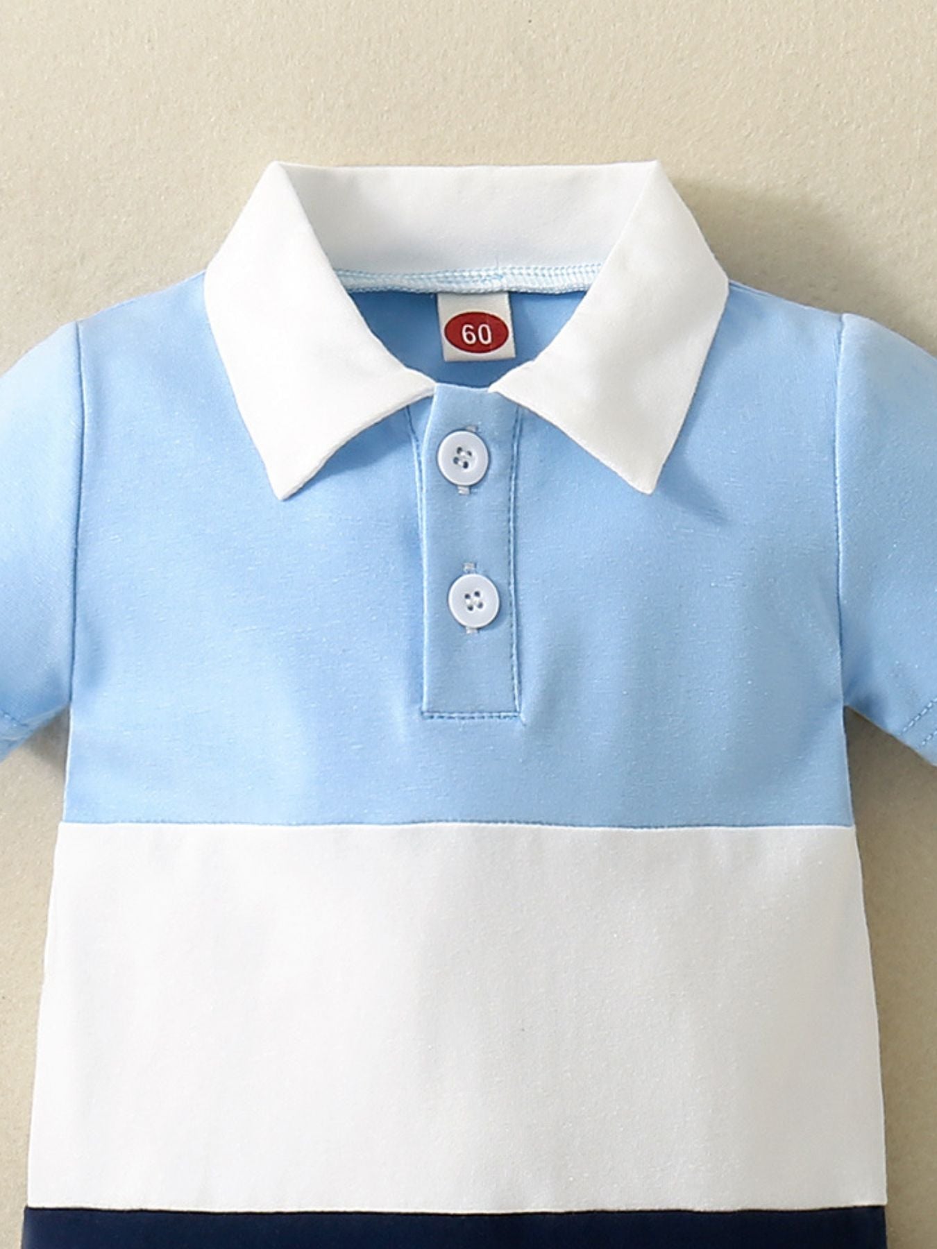 Children's Color Block Polo Collar Short Sleeve One-Piece designed for comfort and style at Lookzlike