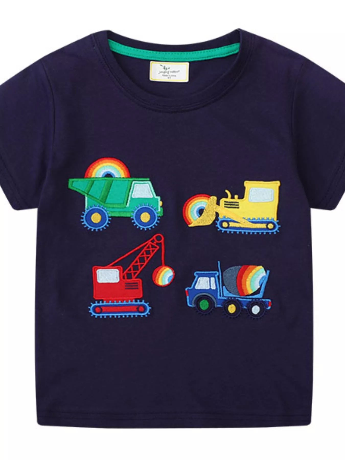 Children's Construction Vehicle Embroidered T-Shirt designed for comfort and style at Lookzlike