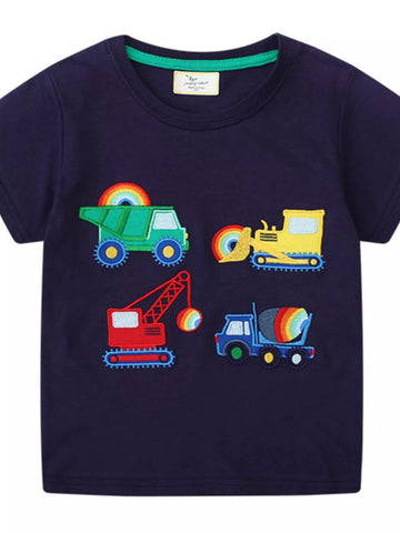 Children's Construction Vehicle Embroidered T-Shirt designed for comfort and style at Lookzlike