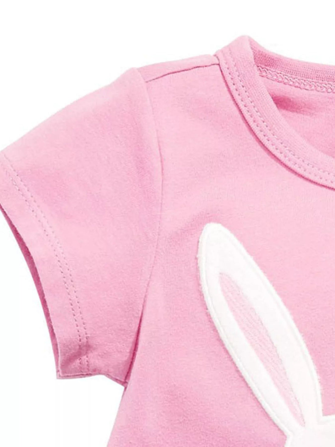 Children's Cute Bunny Applique Round Neck T-Shirt designed for comfort and style at Lookzlike