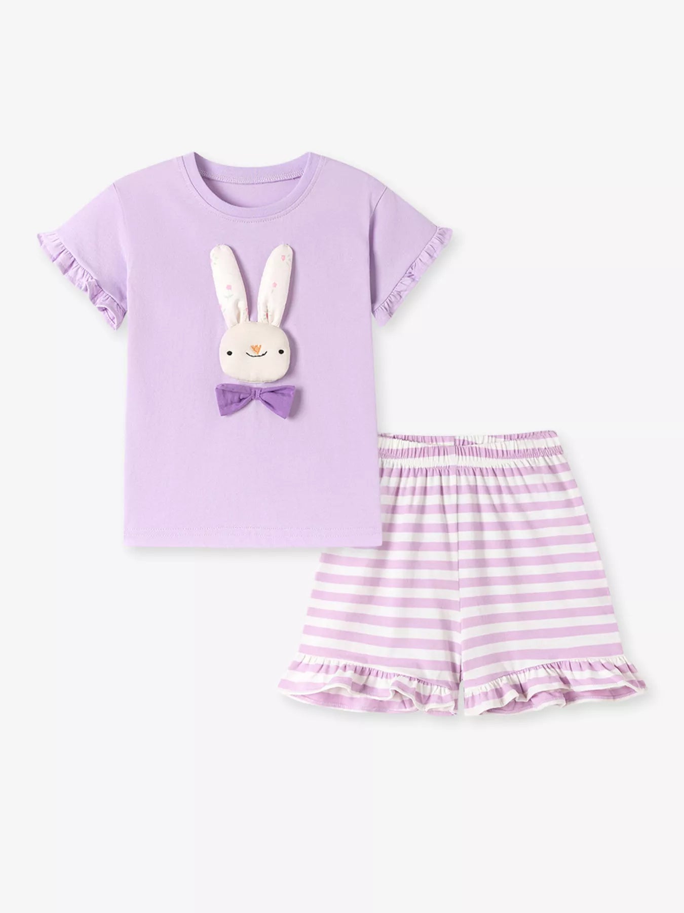 Children's Cute Bunny Applique Ruffle Trim Set designed for comfort and style at Lookzlike